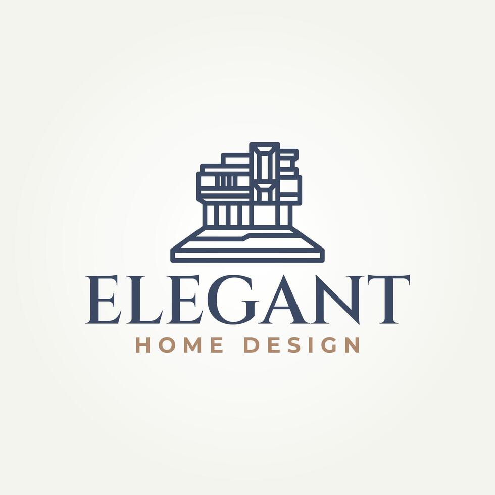 minimalist elegant home design architecture line art icon logo illustration design vector
