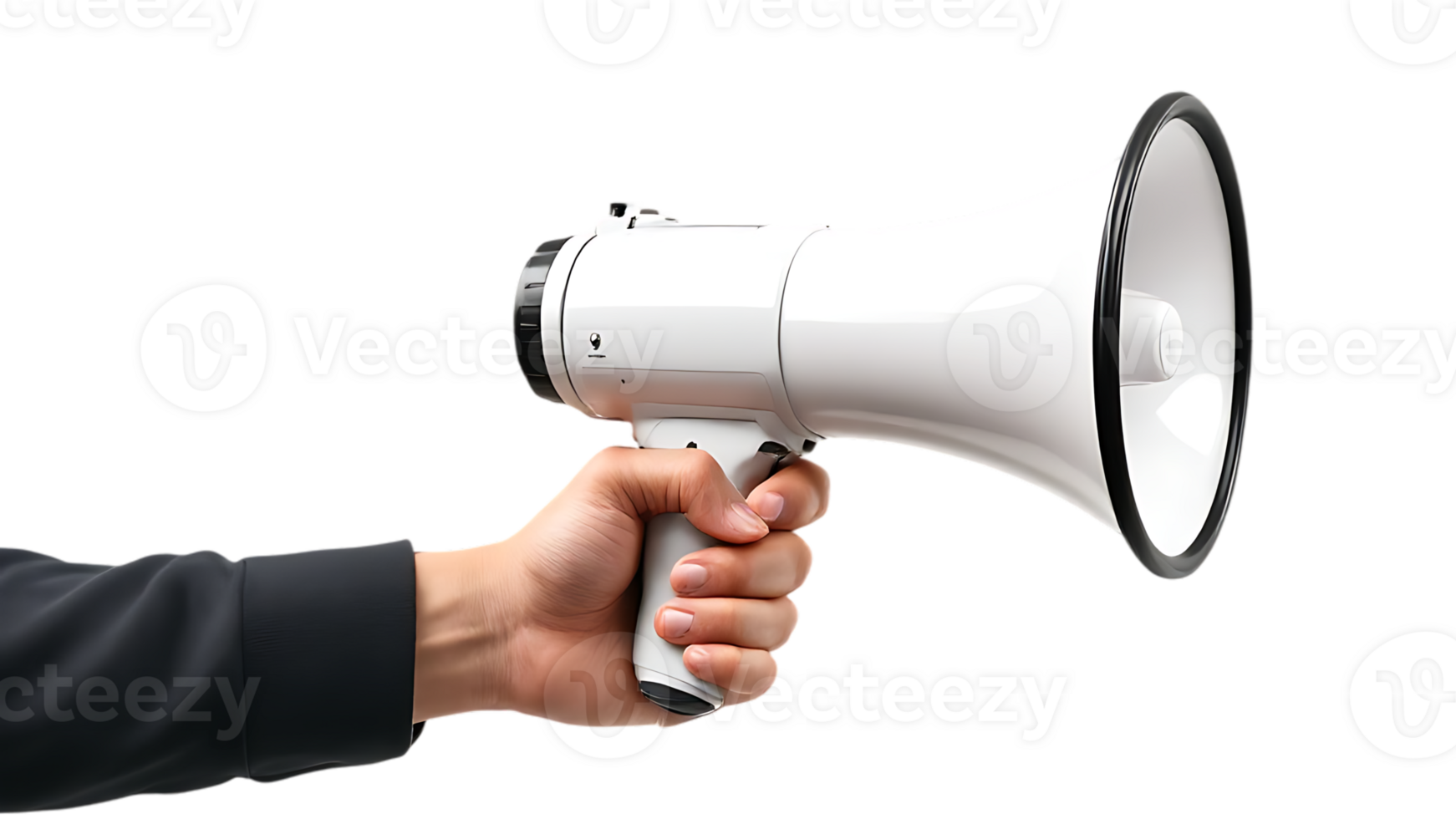 Dynamic depiction of a hand holding a megaphone, great for enhancing visuals related to public speaking and advocacy. png