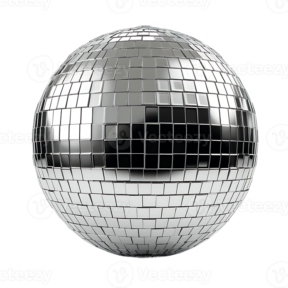 Silver disco mirror ball png