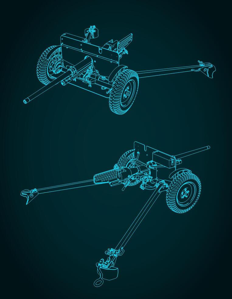 M3 anti tank gun blueprints vector