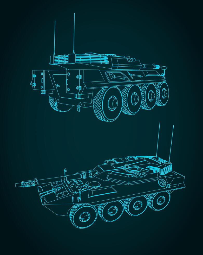 Heavy weapon combat vehicle illustrations vector
