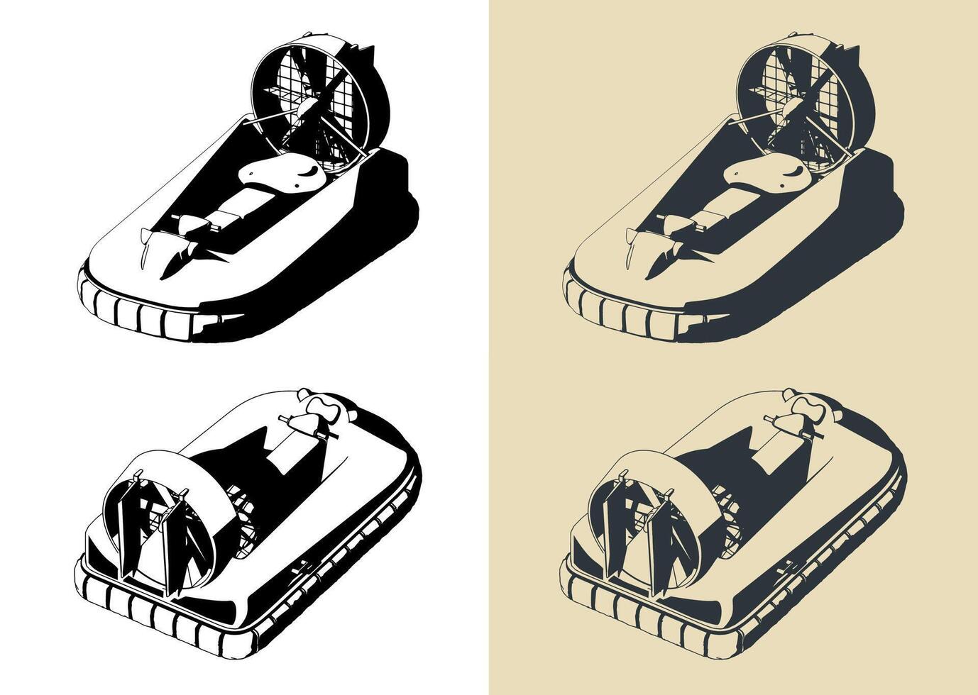 Army hovercraft illustrations vector