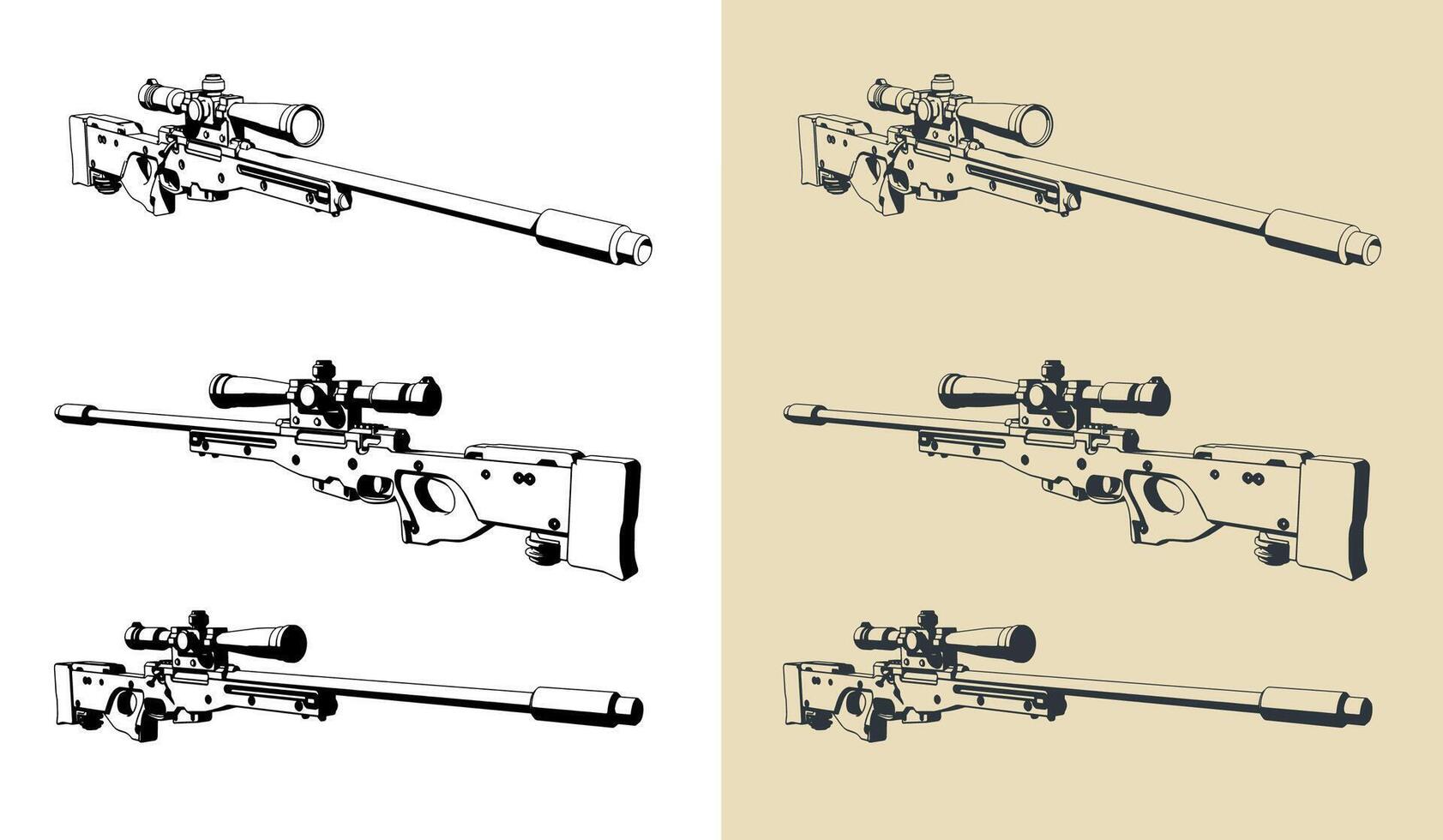 Sniper rifle illustrations vector