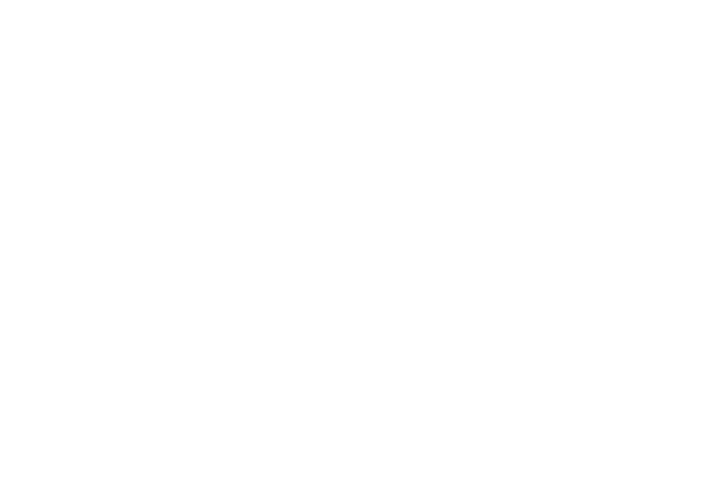 White bow heart shape line png