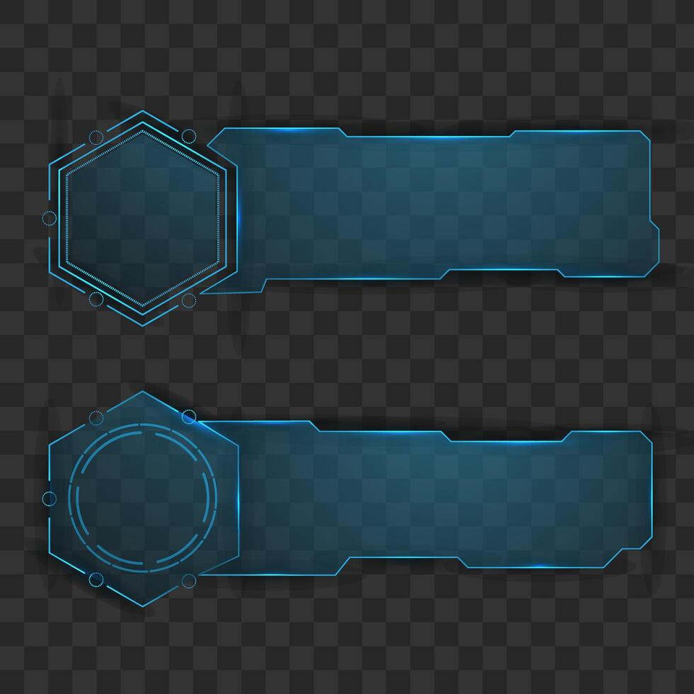 Futuristic interface or technology box blue isolated. Sci-Filower third editable vector