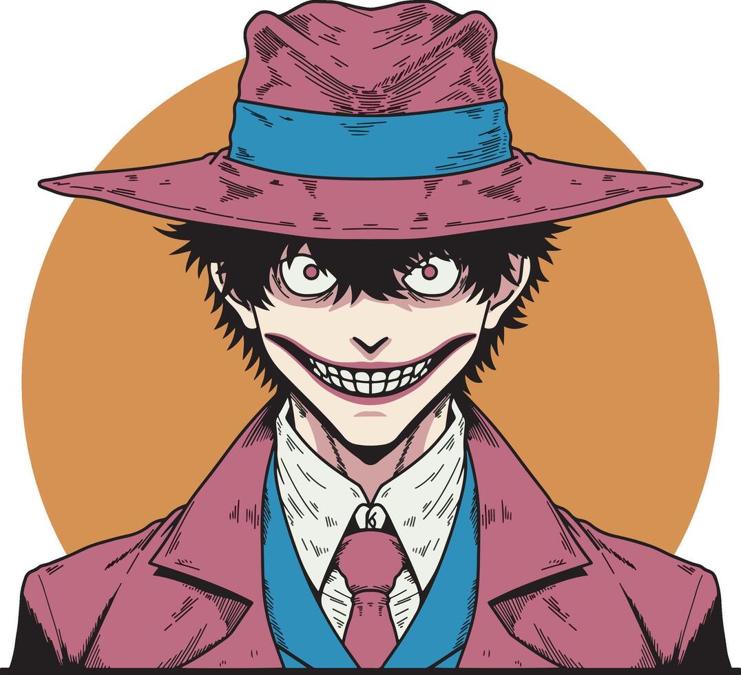 Evil man with red suit cartoon illustration vector