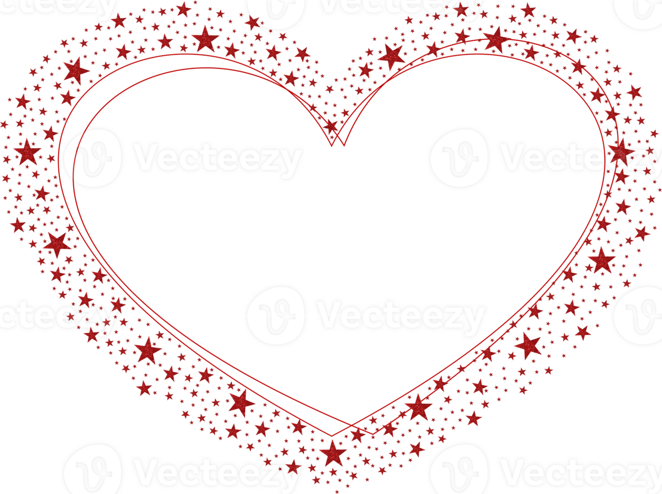 Double Shining Red Love With Red Sparkling Glitter Star png