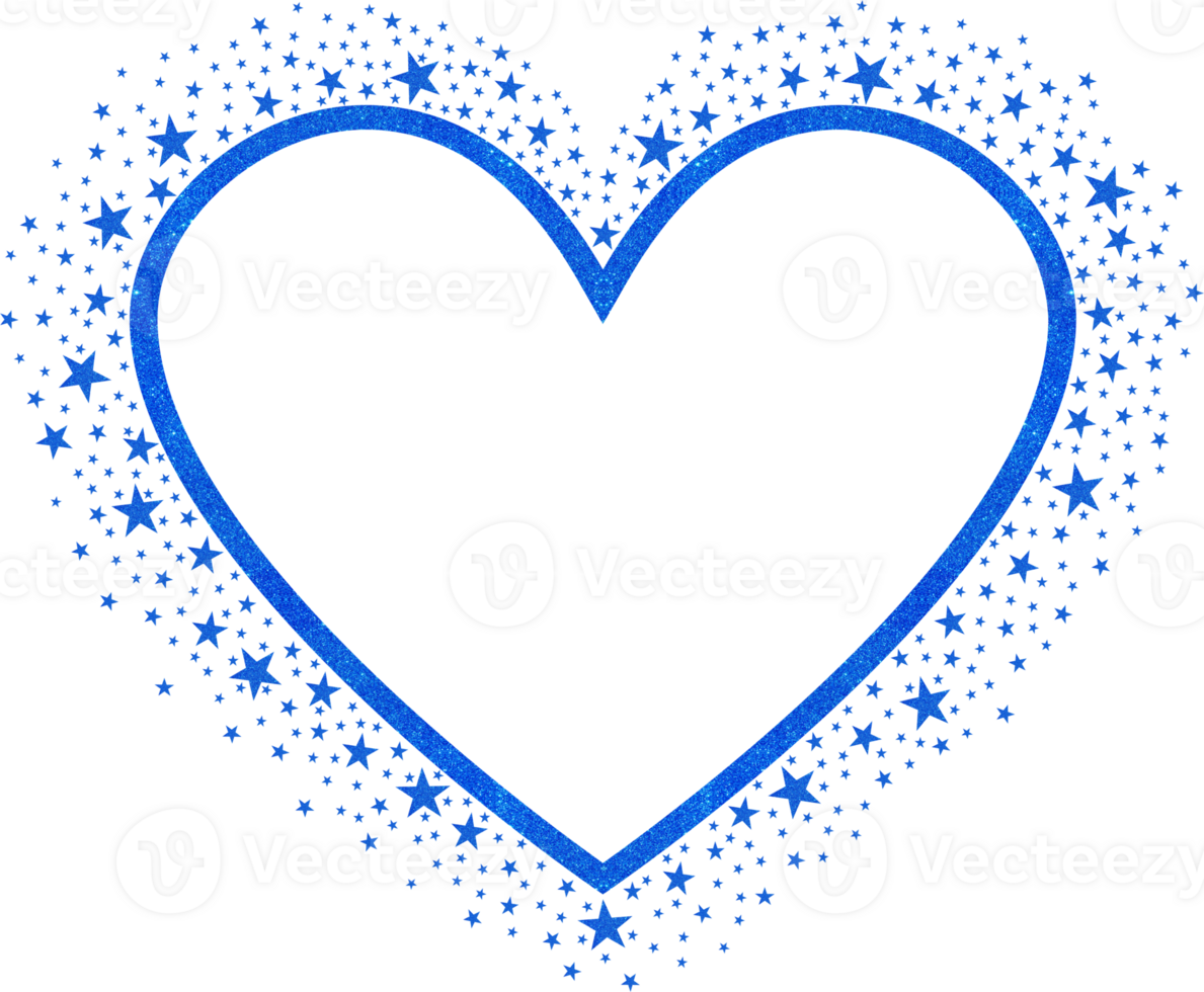 Blue Love Frame With Sparkling Blue Glitter Stars png