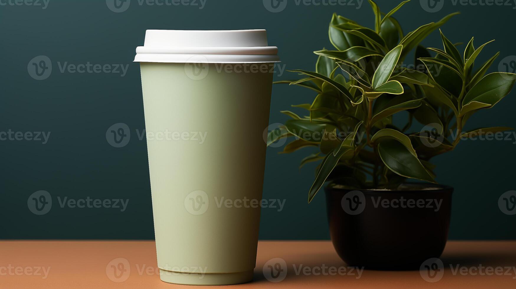 mockup of a plastic coffee cup on a background, space for text photo