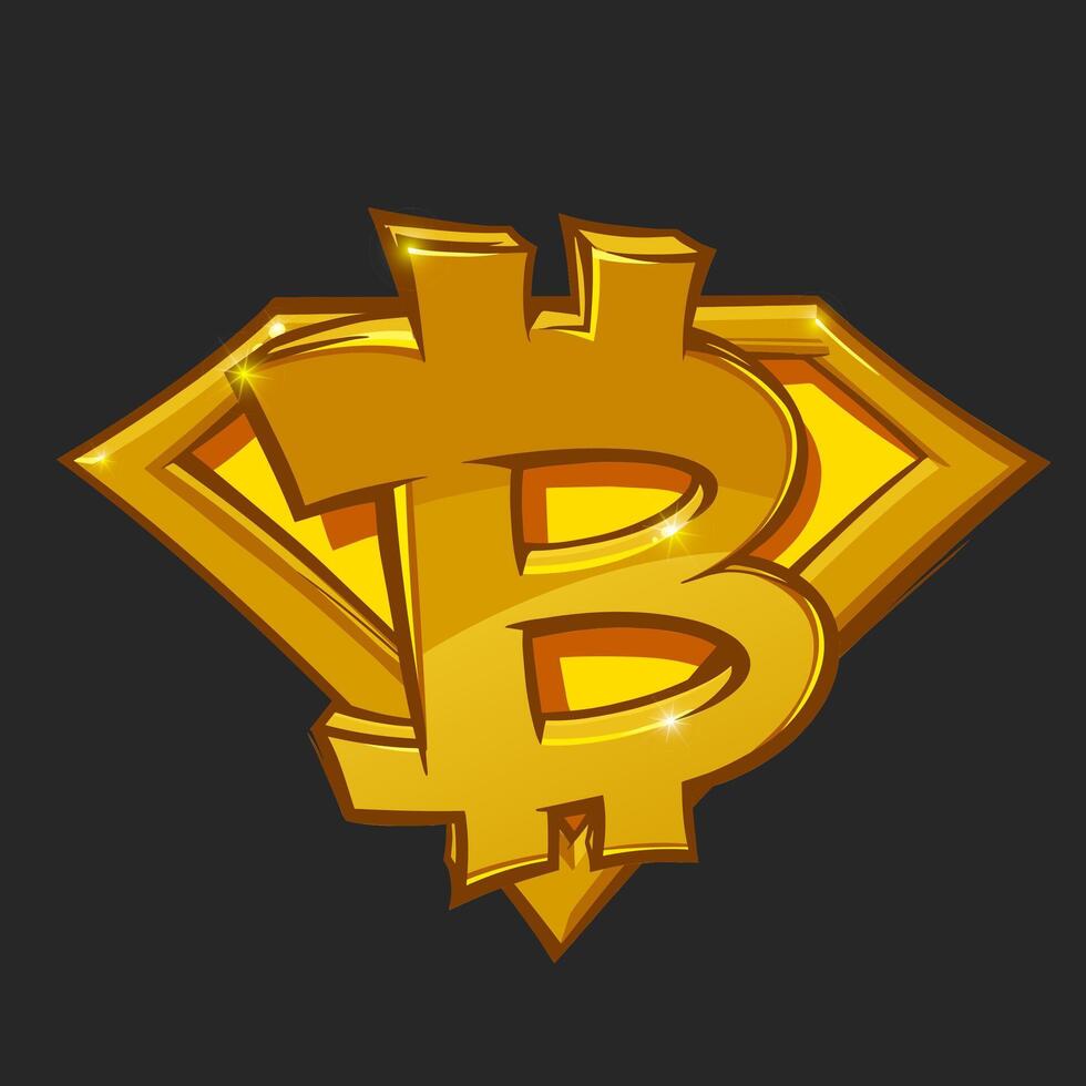 Printable gold bitcoin badge. vector