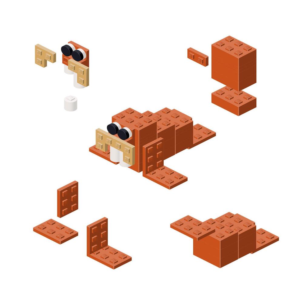 Concept with deconstruction walrus from plastic blocks. vector