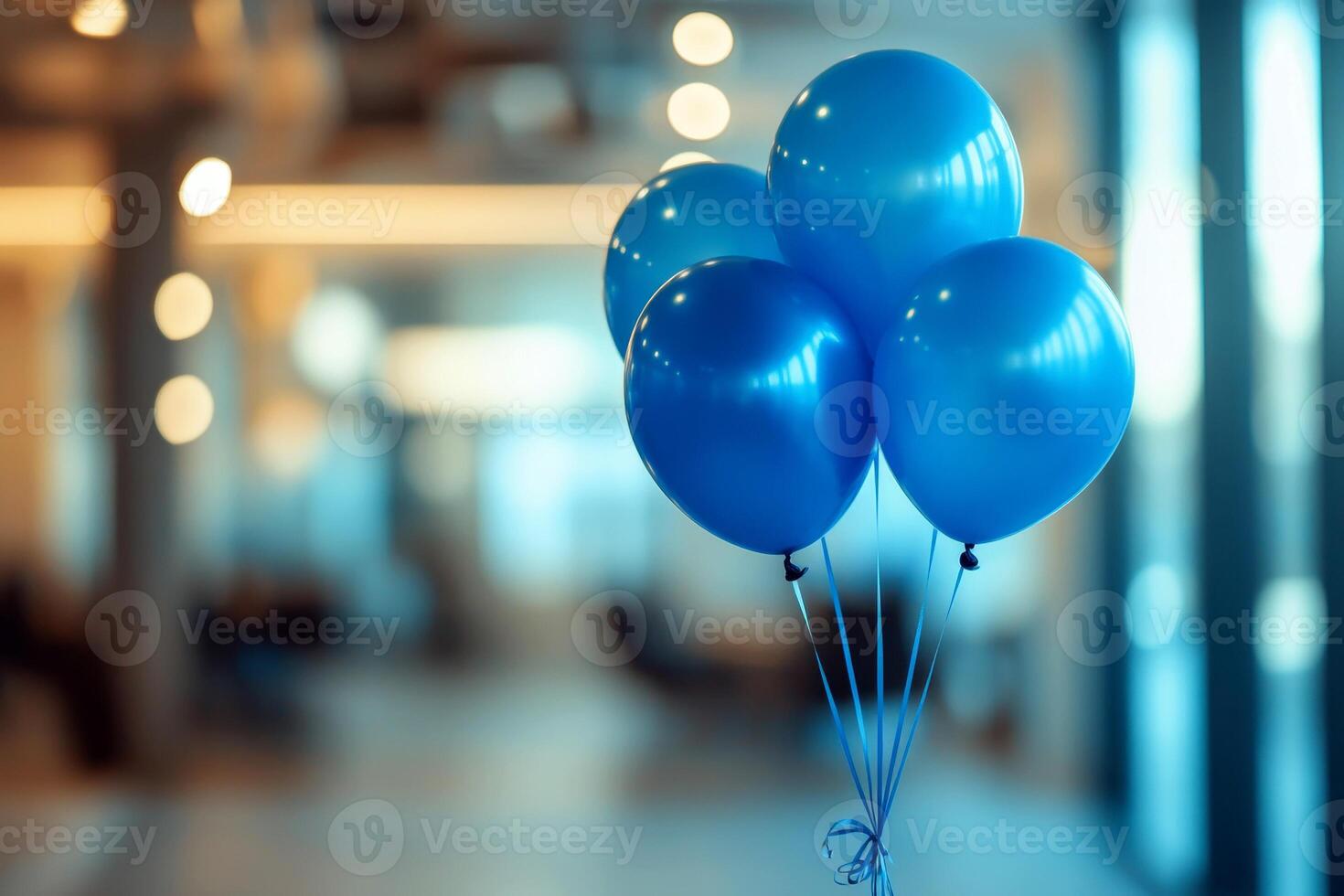 Blue Balloons Against a Blurred office Background. blue Monday concept. photo