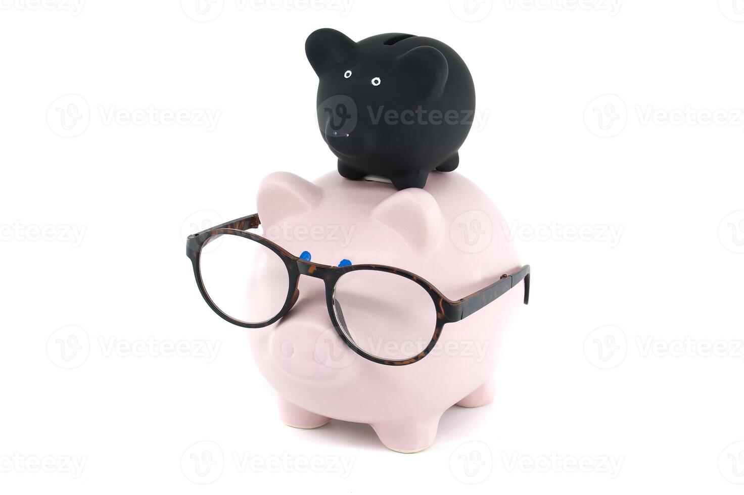 Piggy Banks Display Creativity with Glasses in Humorous Conceptual Image photo