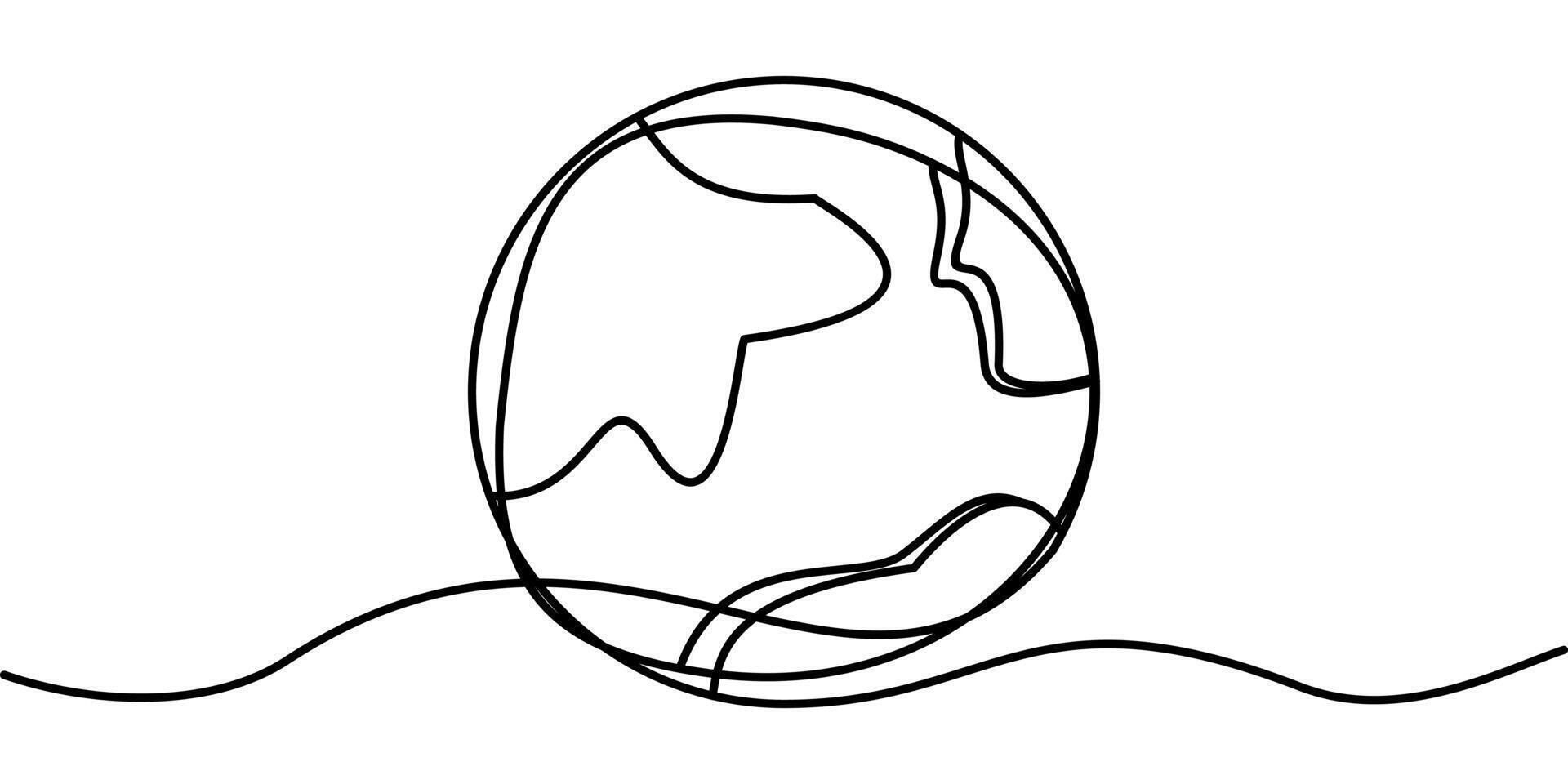 continuous line drawing of earth symbol. nature concept abstract line art illustration vector