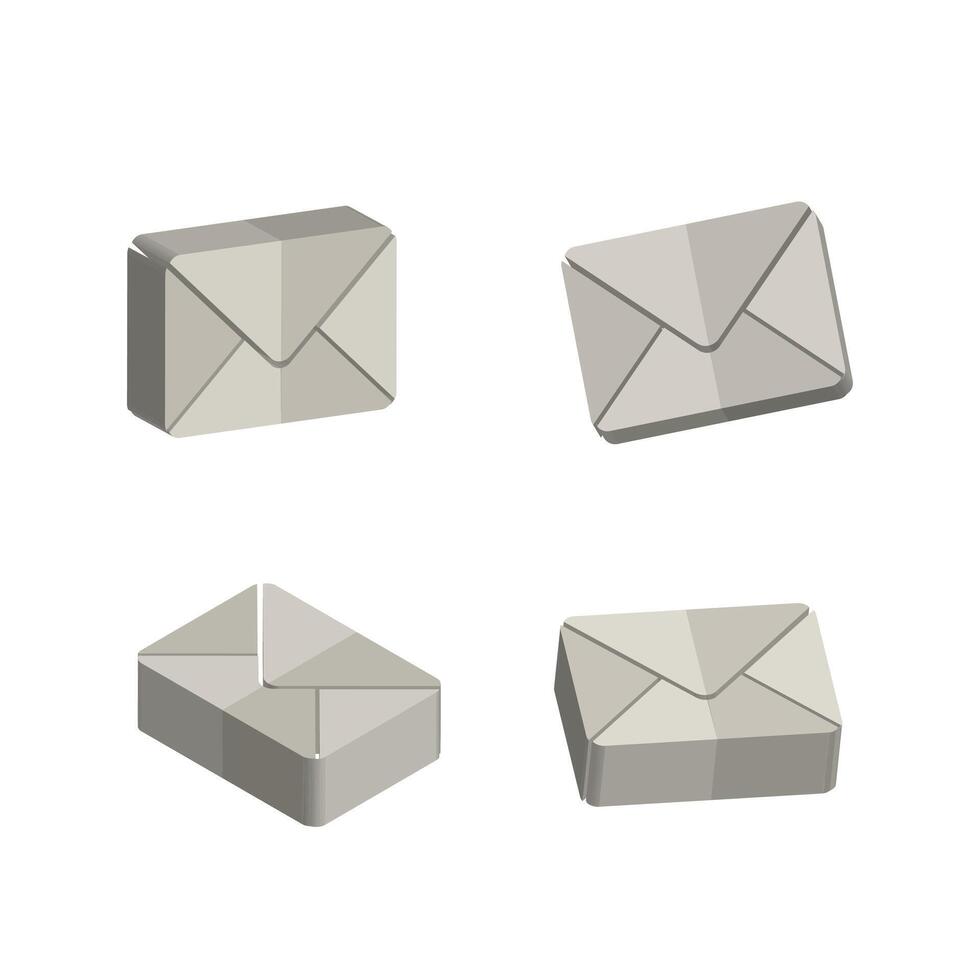 3d envelopes icon set vector