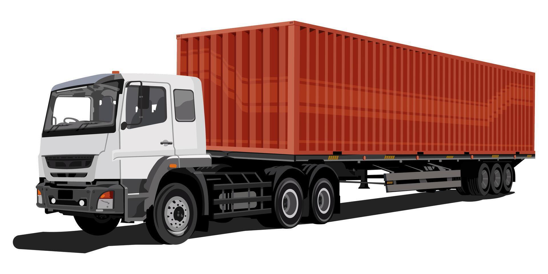 isolated american semi truck with semi trailer container vector