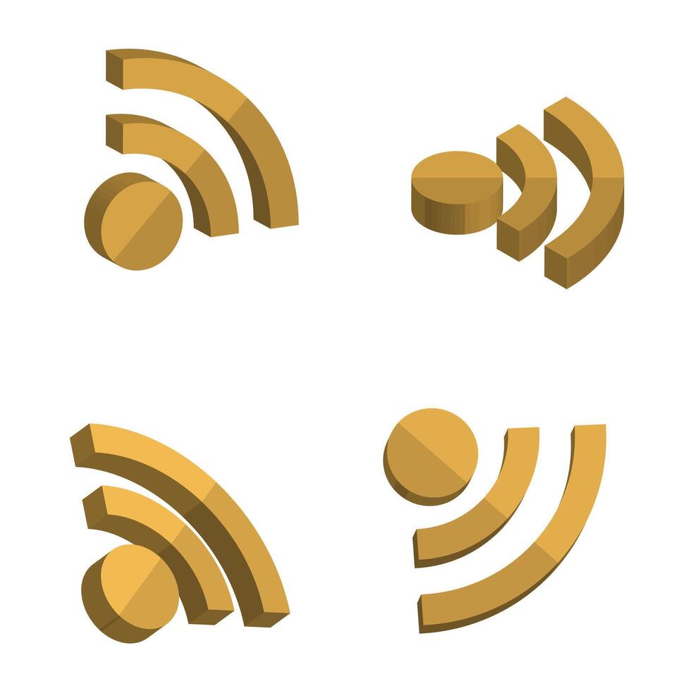 3d wifi set icons vector