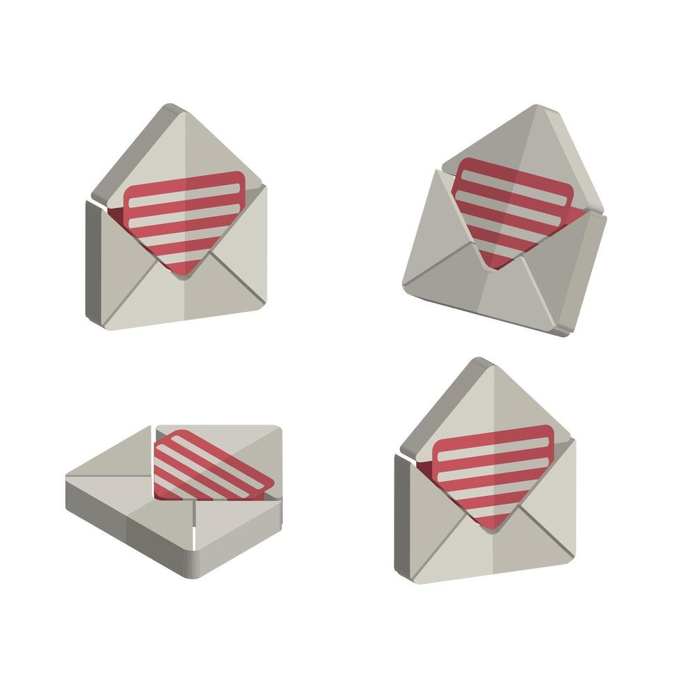 3d envelopes icon set vector