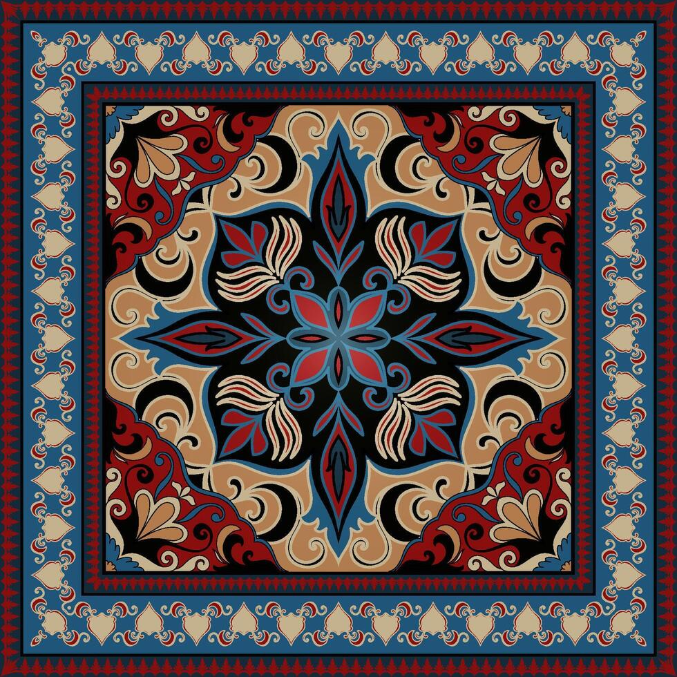 Coaster carpet pattern Dark abstract flowers for printed patterns. vector