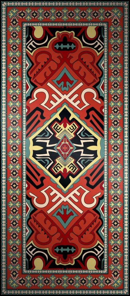 Carpet design with light decorative pattern. Long carpet. Red carpet. vector