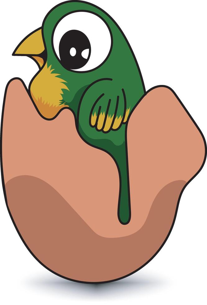 A cartoon bird sitting in an egg vector