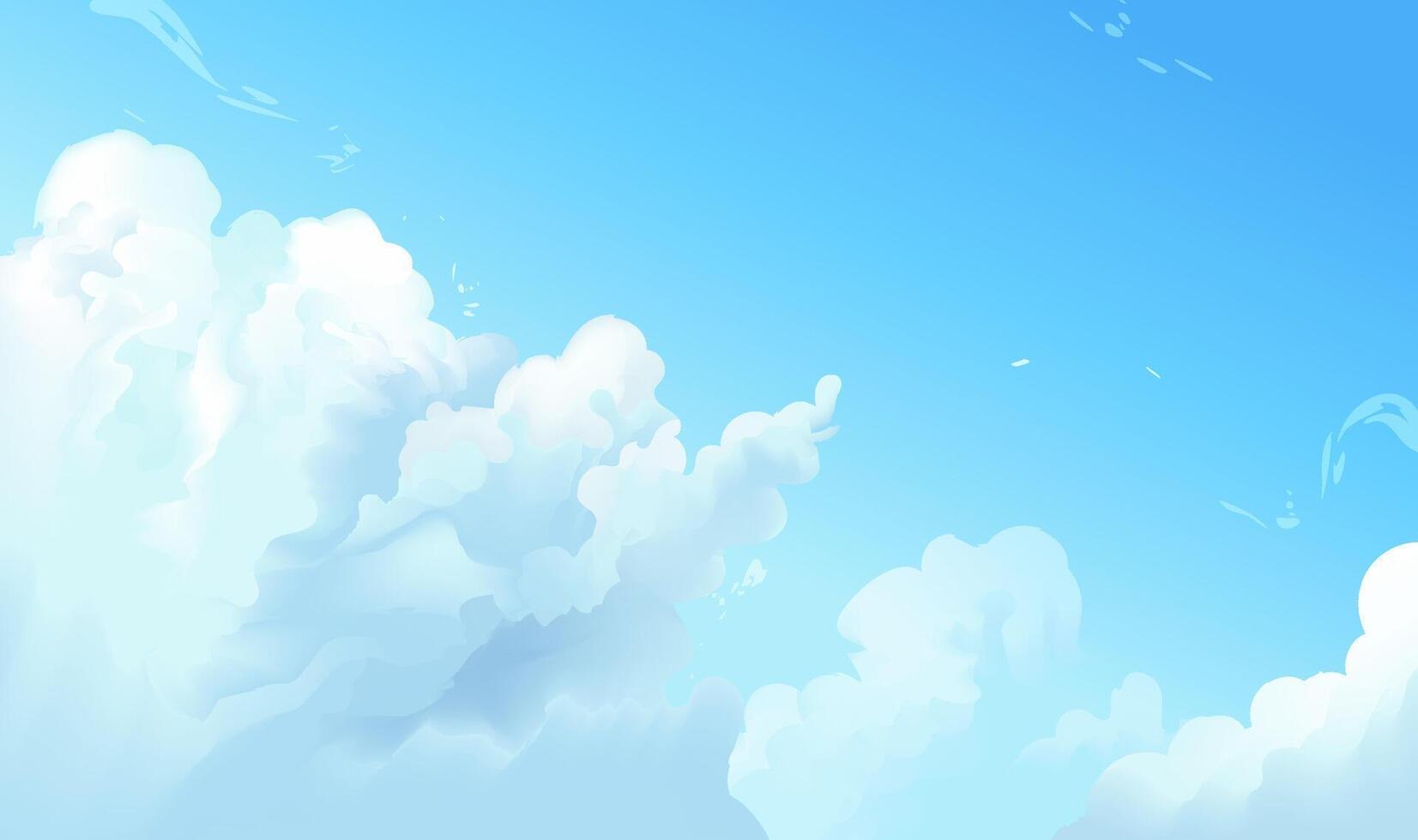 Realistic style sky background illustration white clouds with blue sky vector