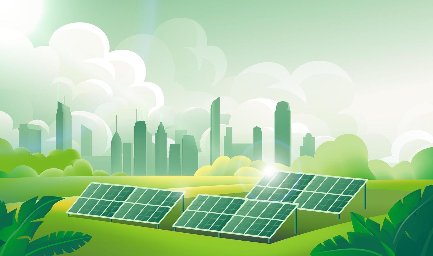 Green environmental protection theme illustration new energy wind and solar energy vector