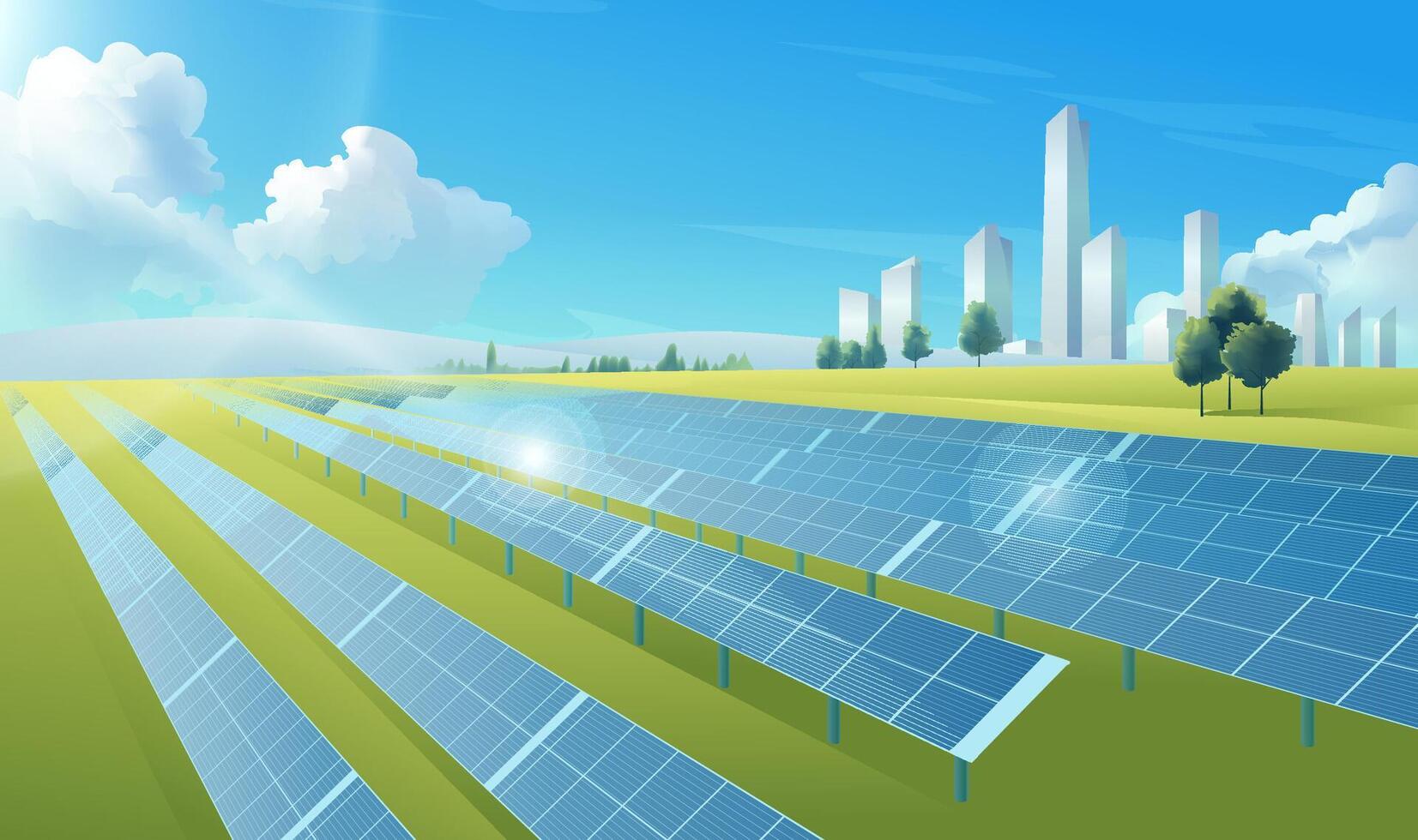 Green environmental protection theme illustration new energy solar cells vector