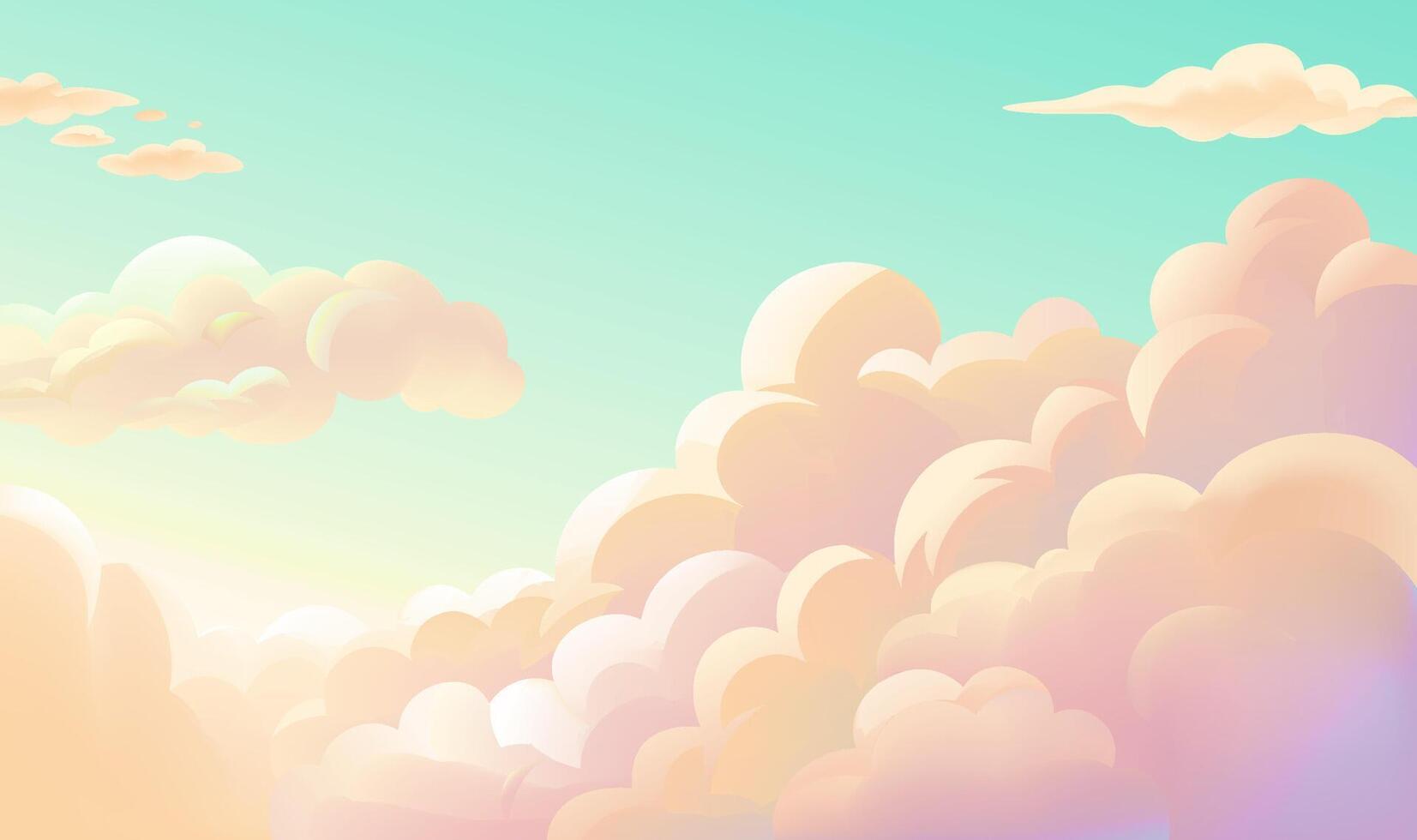 Warm Sky background Illustration Flesh colored cloud green sky vector
