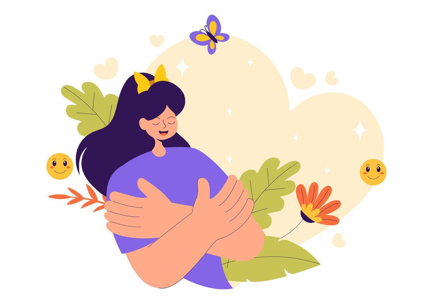 Mental Health Recovery Illustration Featuring a Woman Practicing Yoga in Harmony vector