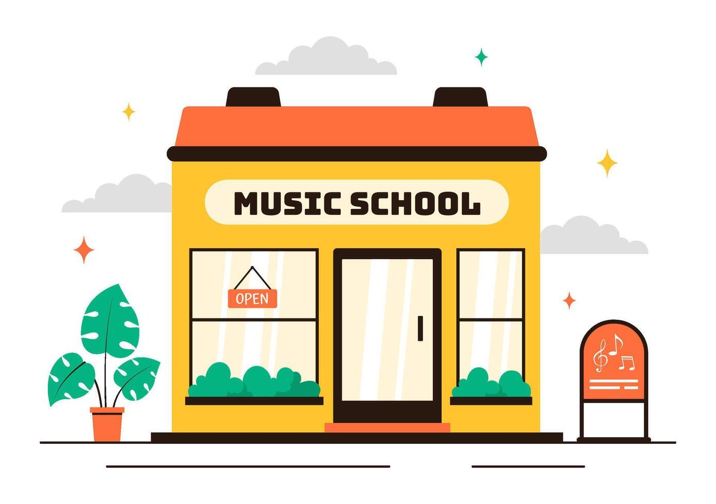 Music Education Concept Illustration with Training and Performance in a Flat Style Cartoon Background vector