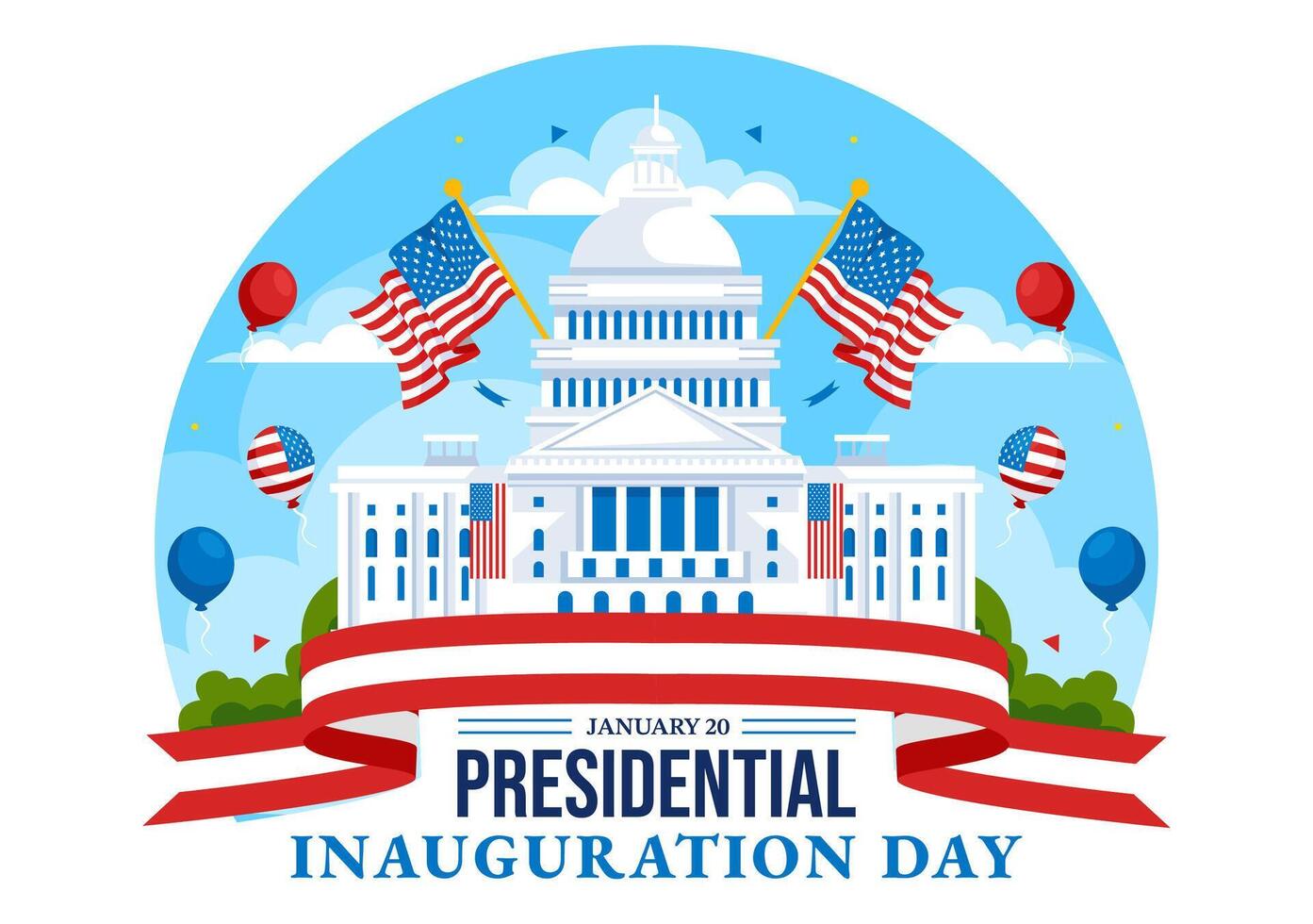 Capitol Building and Flag Illustration for USA Presidential Inauguration Day vector