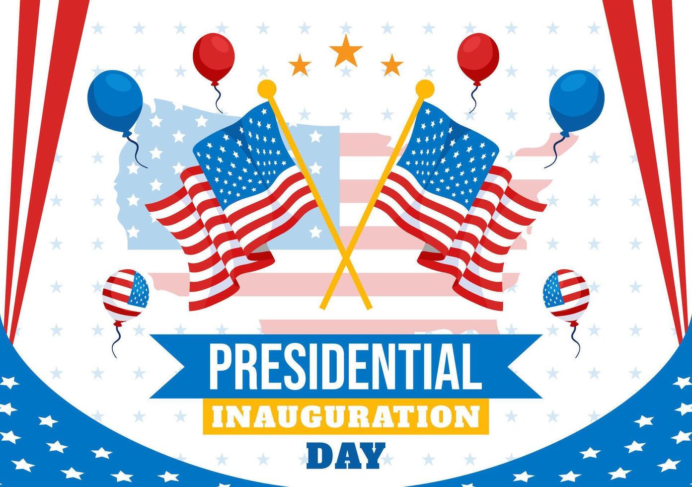 Patriotic Inauguration Day Design Featuring National Flag and Capitol in Washington vector