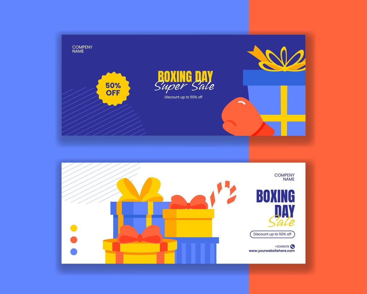 Boxing Day Sales Design in Flat Cartoon Hand Drawn Style Horizontal Banner vector
