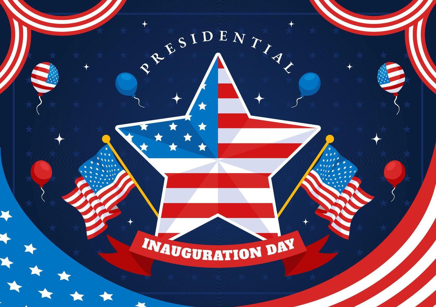 USA Inauguration Day Design with Washington D.C. and National Flag Background vector