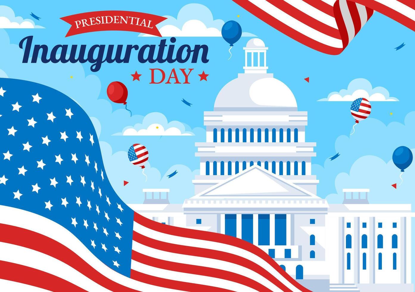 American Flag and Capitol Design for Presidential Inauguration Day Illustration vector