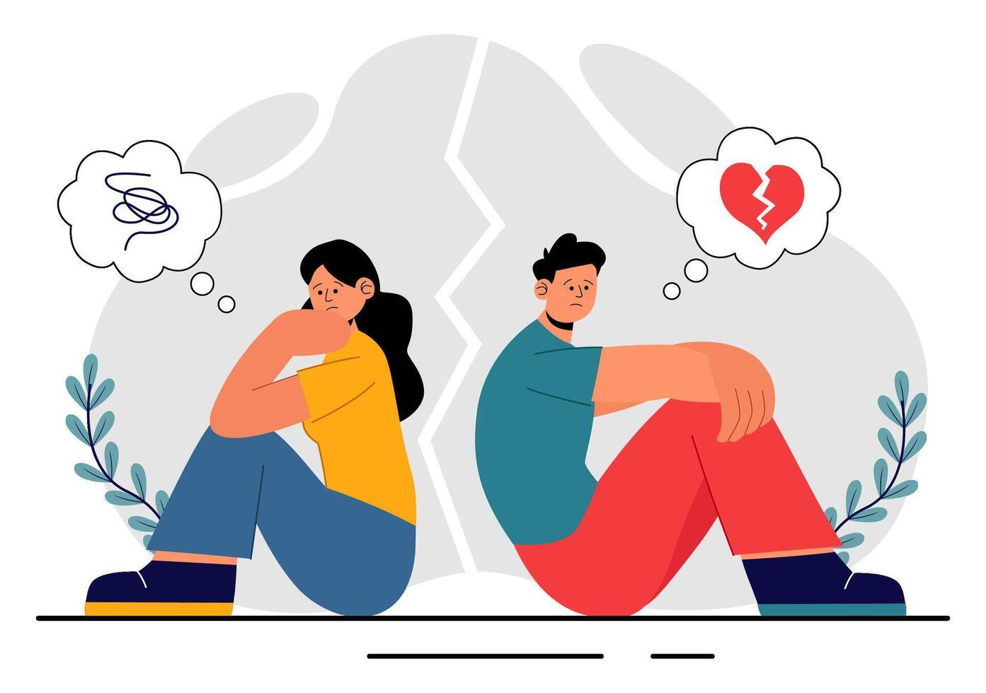 Relationship Conflict Illustration Depicting a Couple Quarreling and Expressing Emotional Strain vector