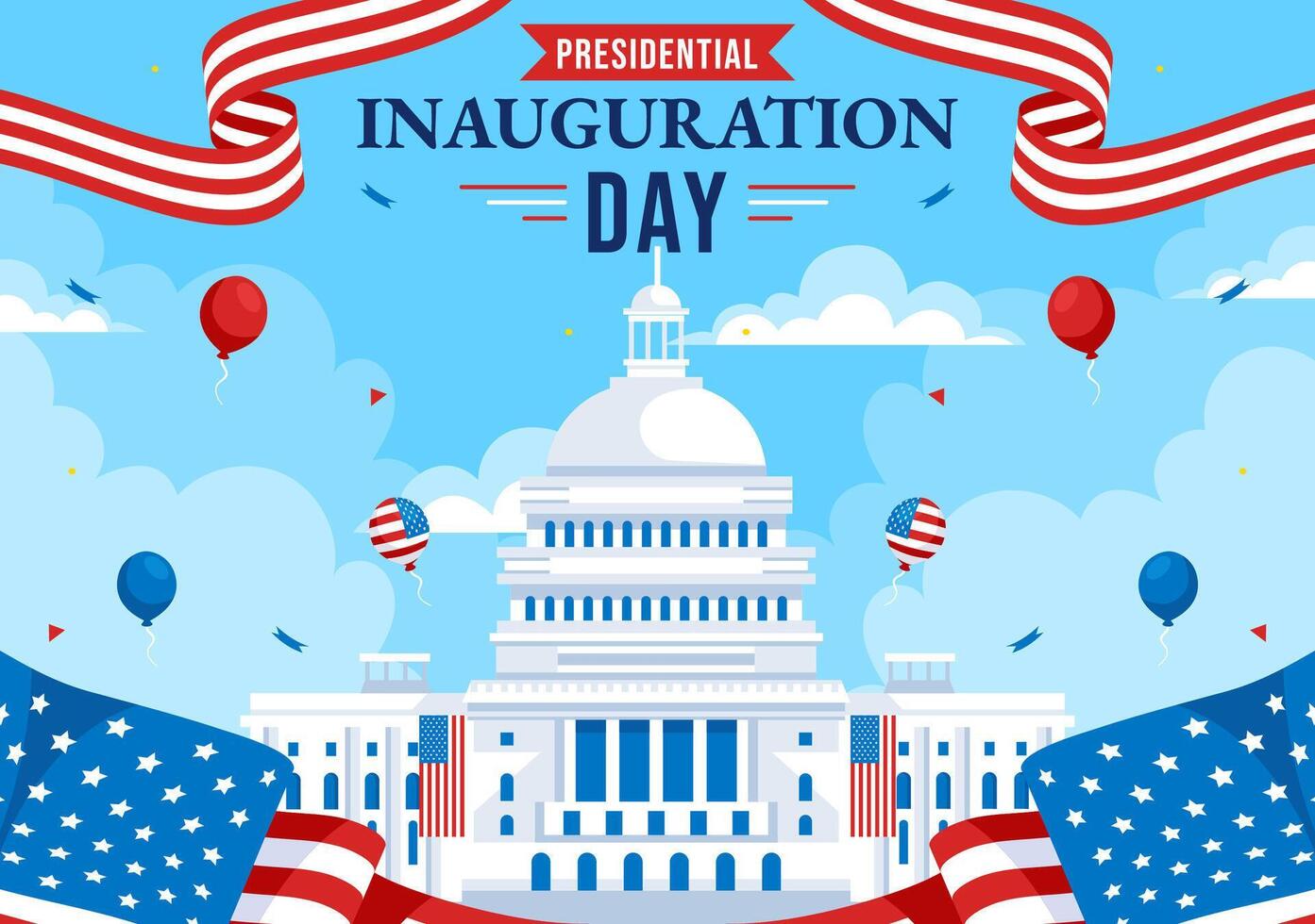 Presidential Inauguration Design with Washington D.C. Scenery and Stars vector