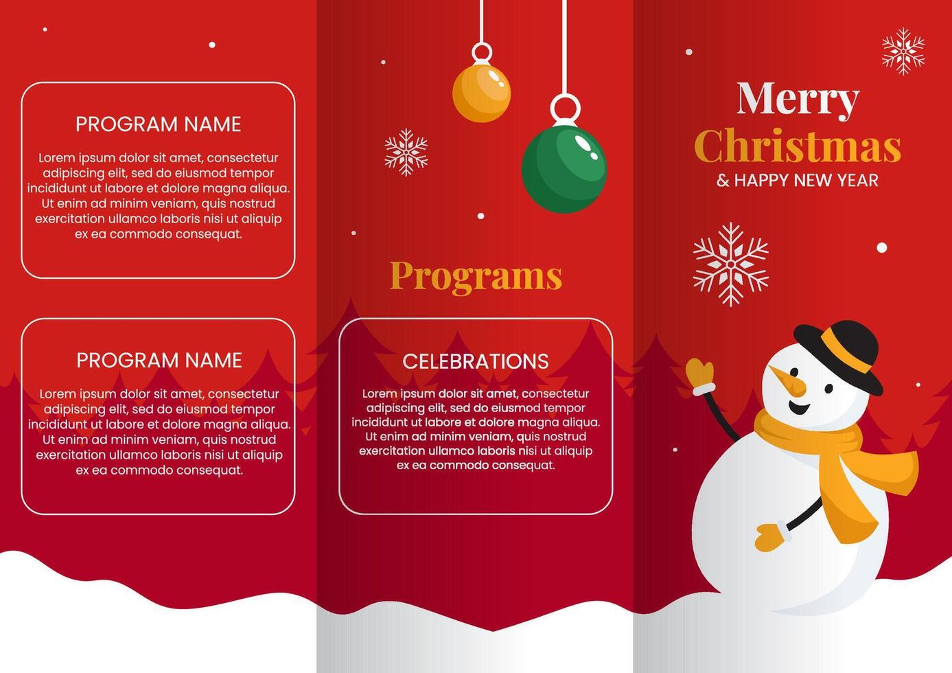 Joyful Christmas Brochure Cartoon Hand-Drawn Templates Illustration vector
