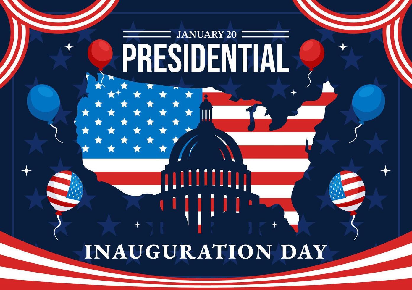 Presidential Inauguration Day Illustration Featuring Capitol Building and American Flag vector
