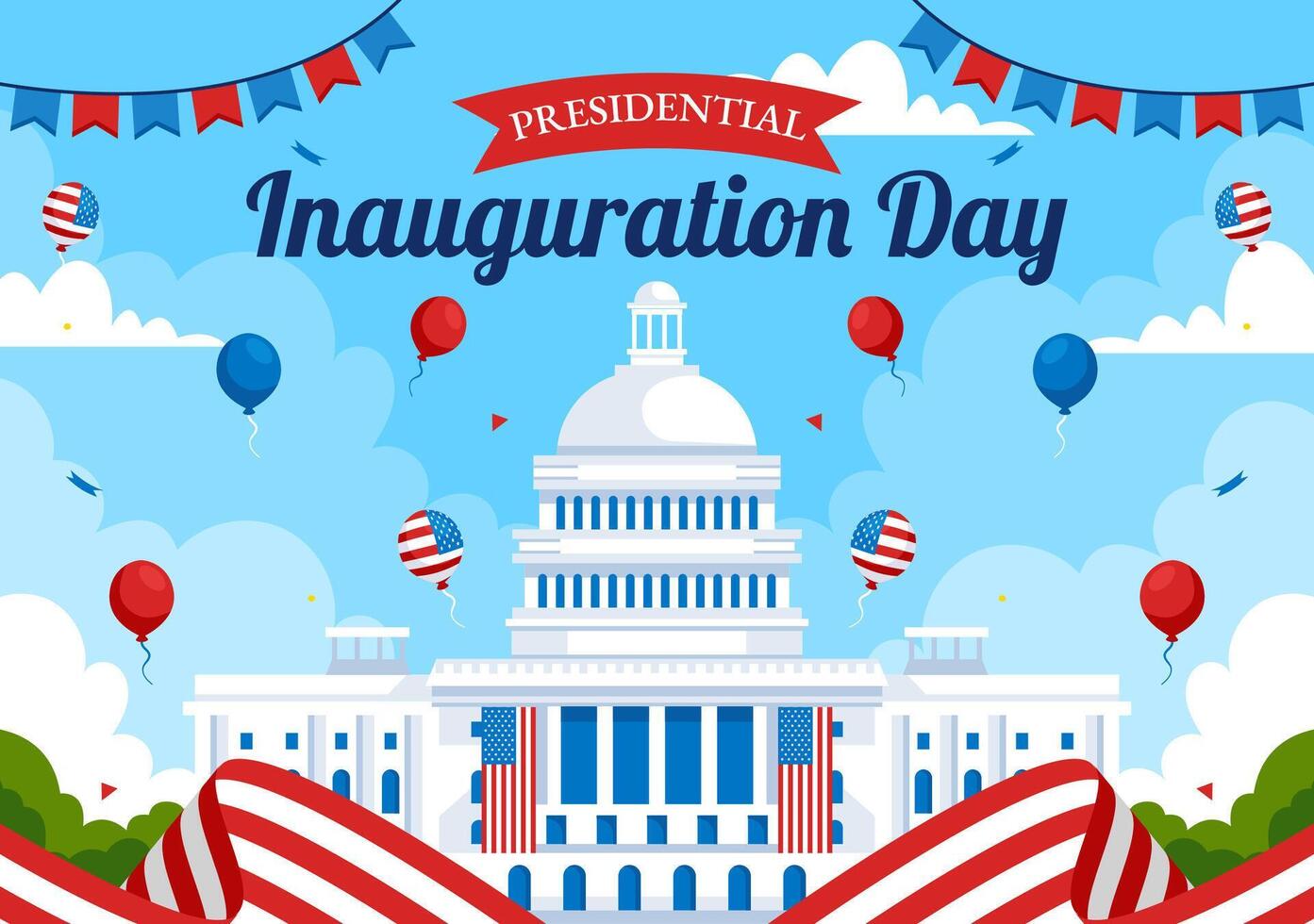 Illustration of USA Presidential Inauguration with Capitol Building and Stars vector