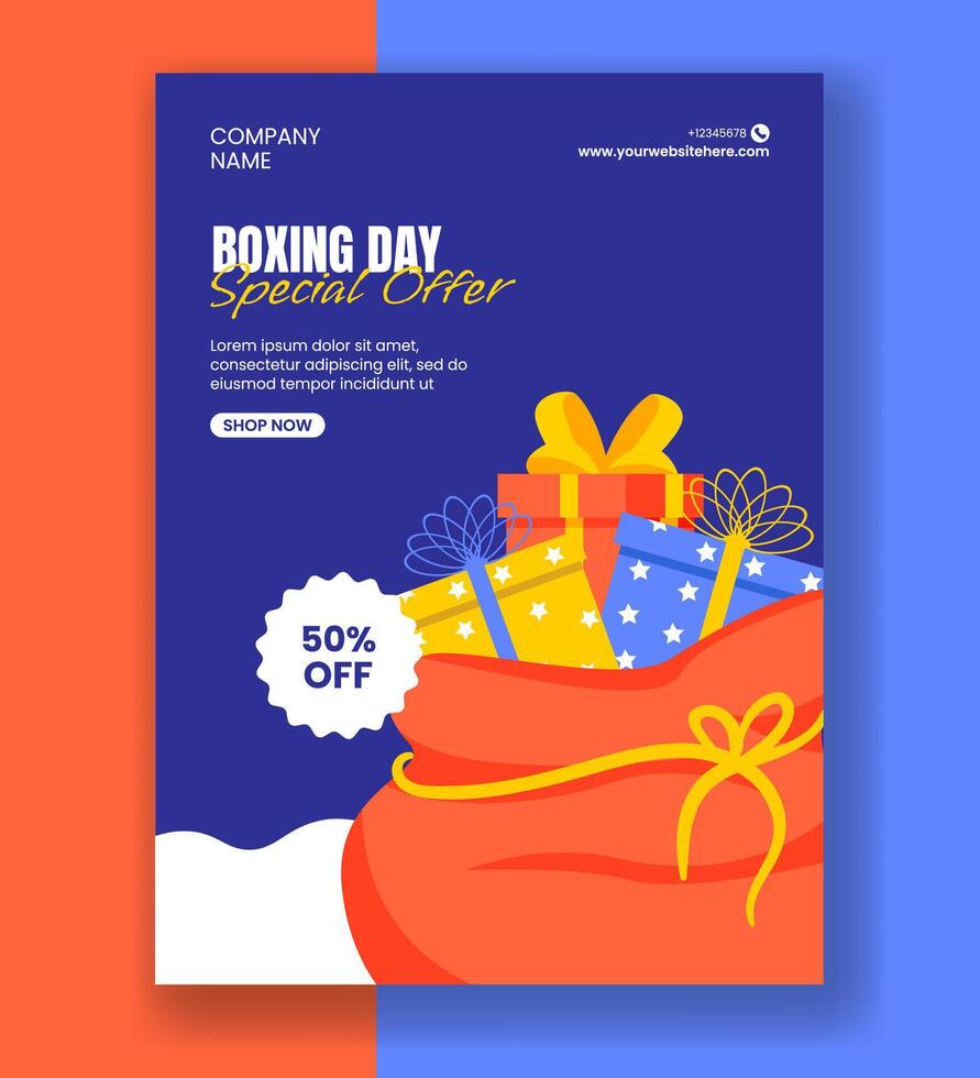 Boxing Day Promotion Templates with Flat Vertical Poster Hand Drawn Illustrations vector