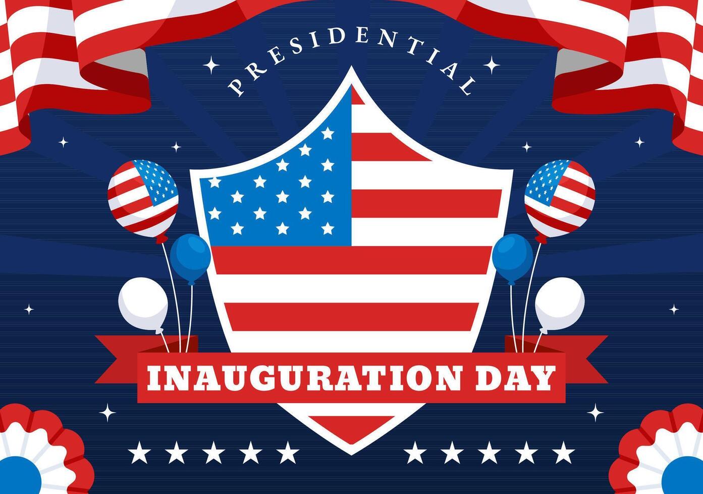 USA Presidential Inauguration Ceremony with Flag and Government Landmark vector