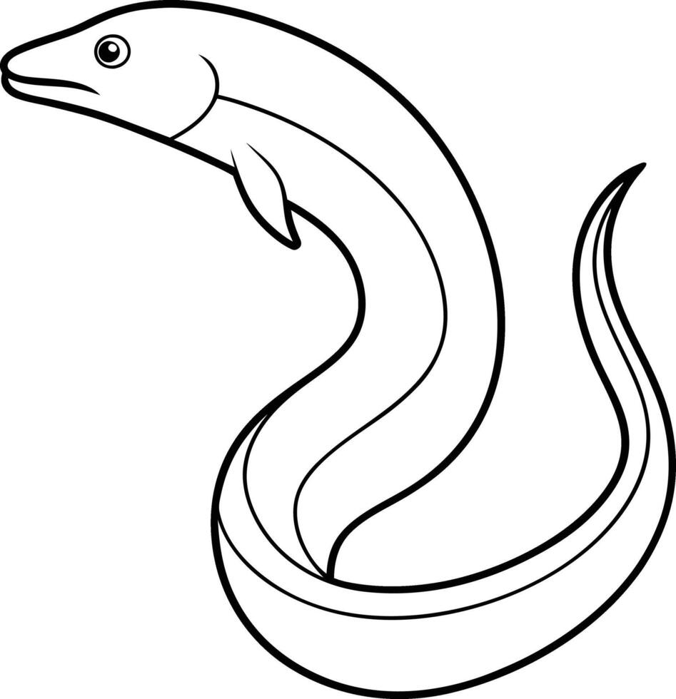 An electric eel fish outline art and line art illustration design. Detailed Electric Eel fish illustration. Perfect for culinary, marine, and environmental designs. vector