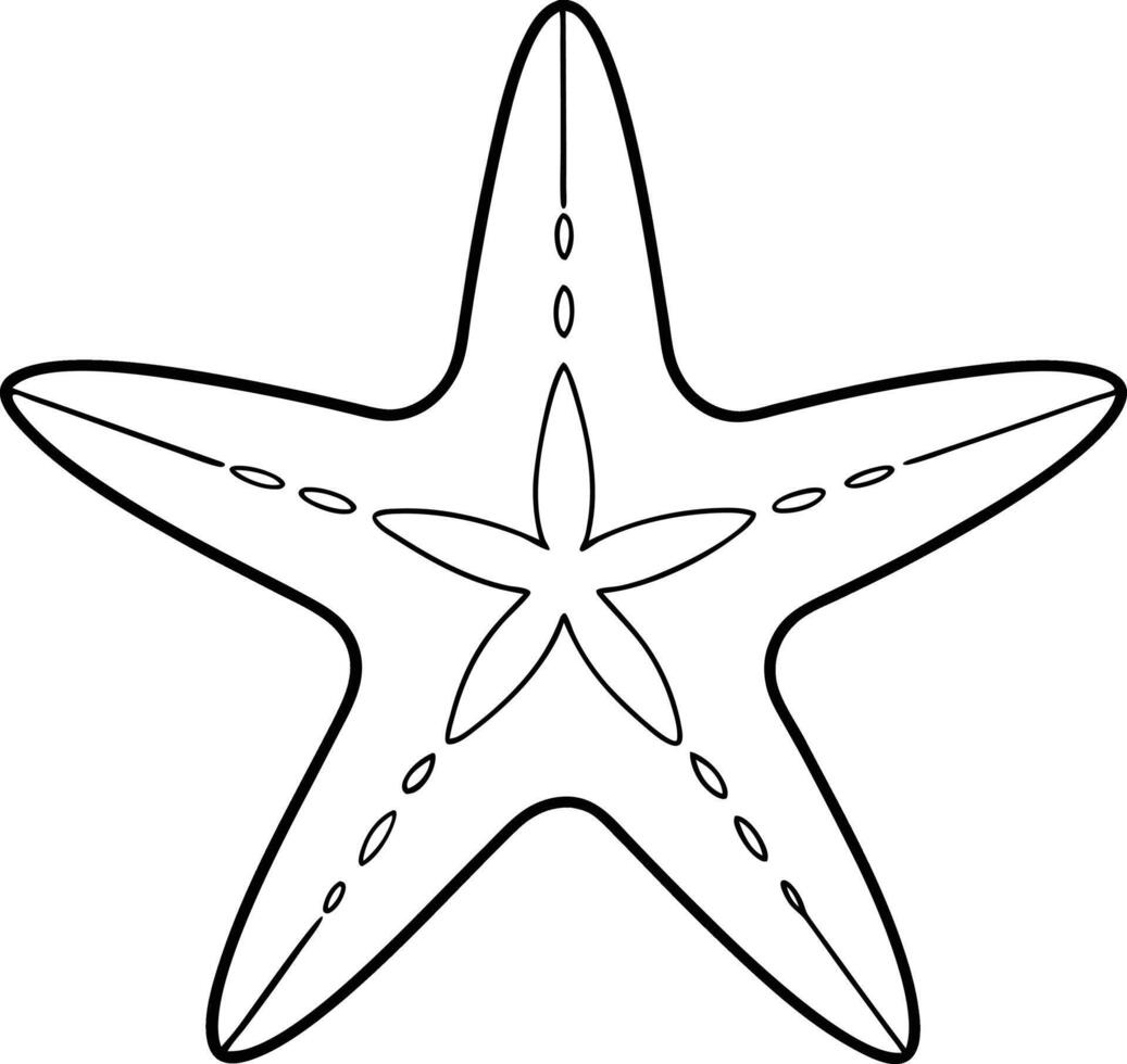 Starfish art and line art illustration design. Starfish outline doodle drawing, isolated on white background. vector