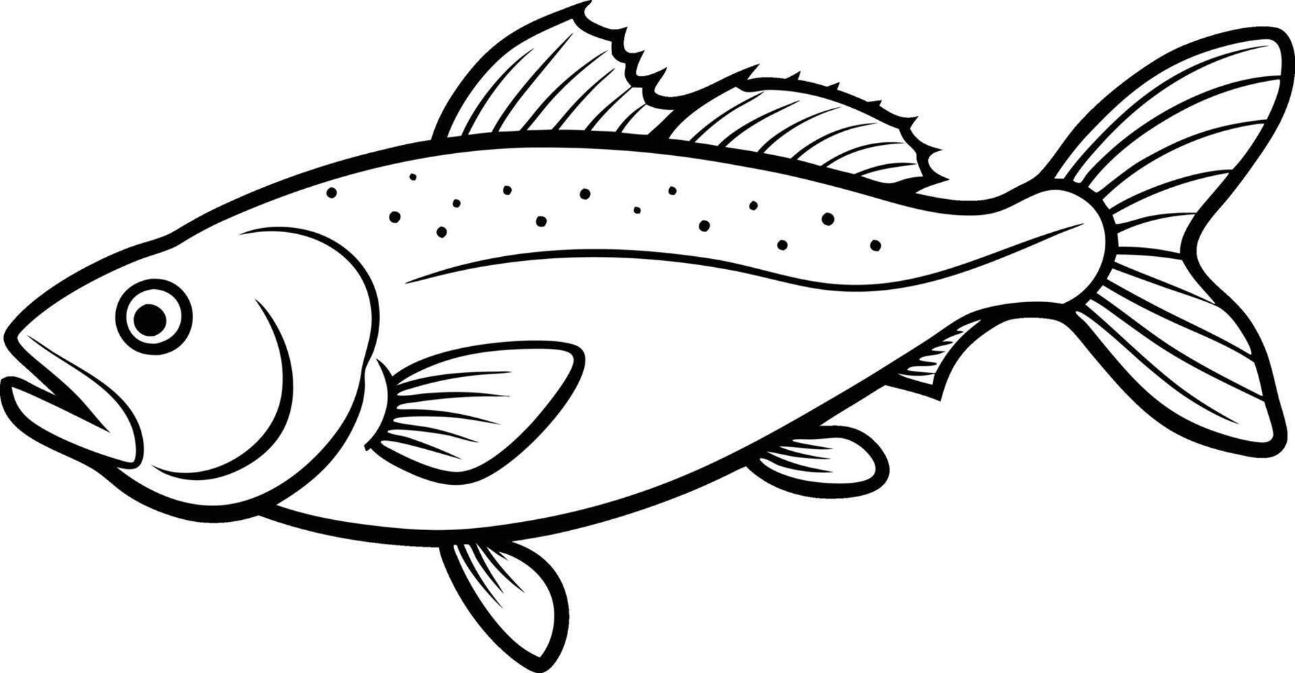 Detailed Atlantic Cod Fish illustration. Perfect for culinary, marine, and environmental designs. Atlantic cod fish outline illustration. Monochrome of cod fish line art design. vector
