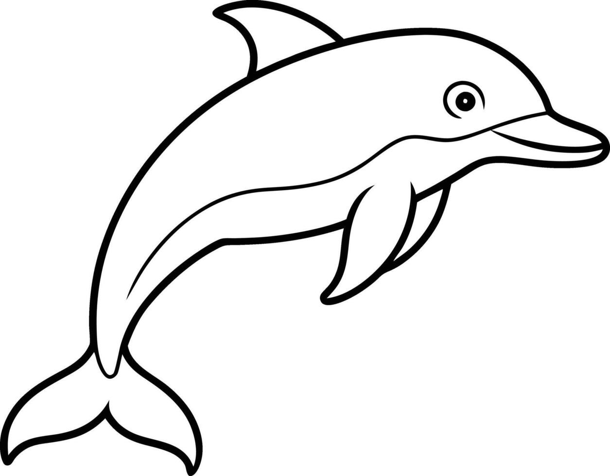 Dolphin Character line art Illustration. Dolphin outline drawing design. Dolphin Coloring Pages, Kids Coloring Book. vector