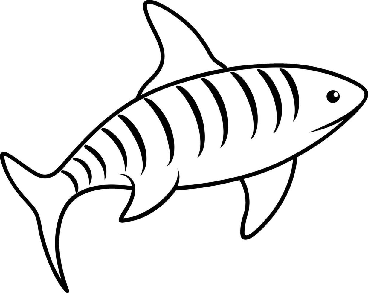 Zebra Shark outline art and line art illustration design. Leopard Shark Isolated Coloring Page for Kids. vector