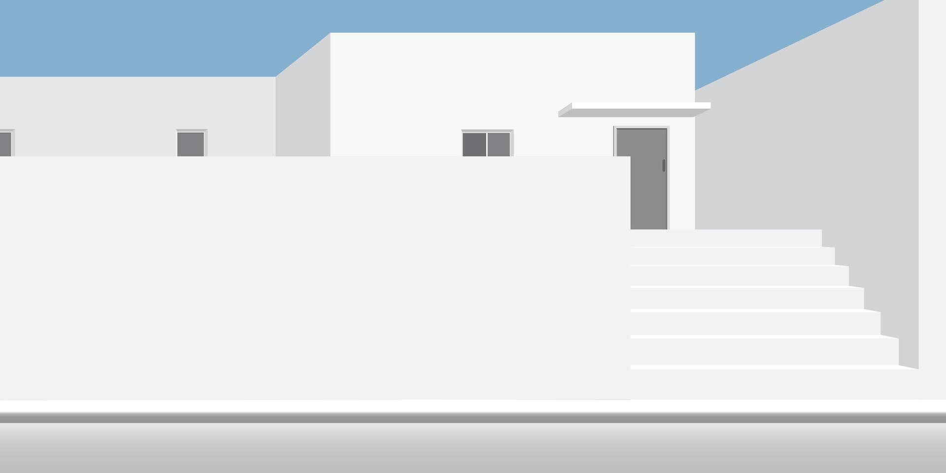 Minimalist architecture landscape flat design have blue sky background graphic illustration. vector