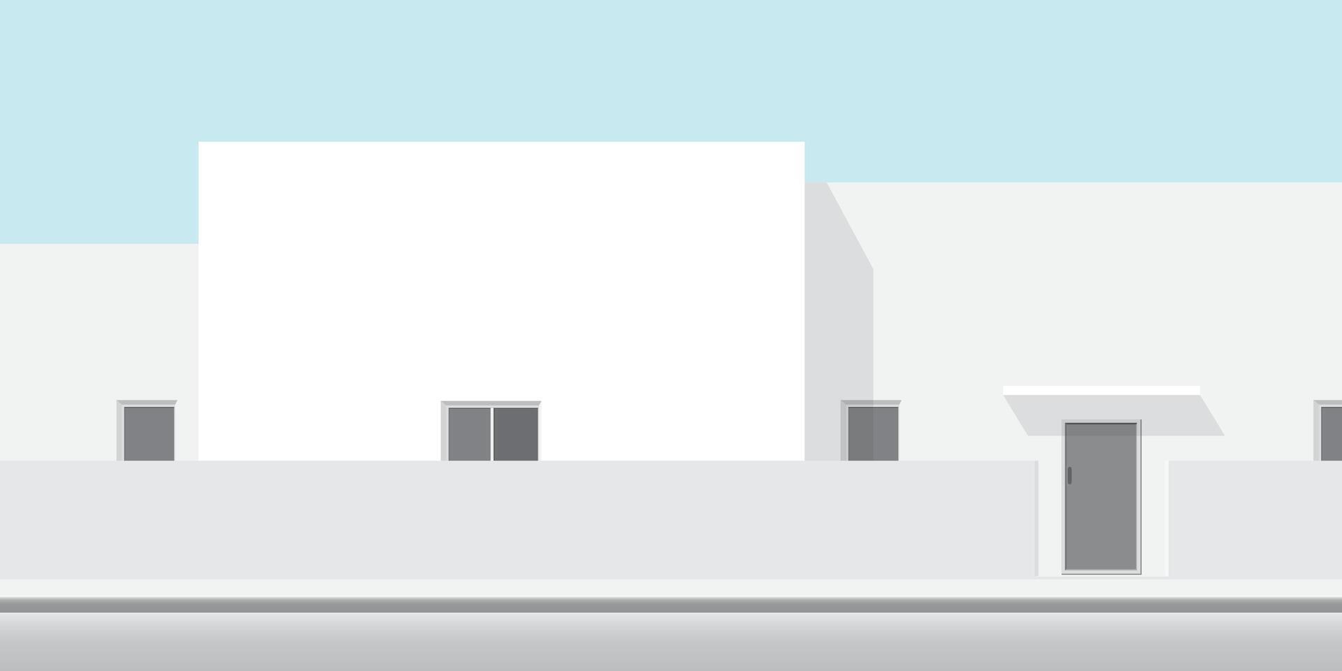 Minimalist architecture landscape flat design have blue sky background graphic illustration. vector